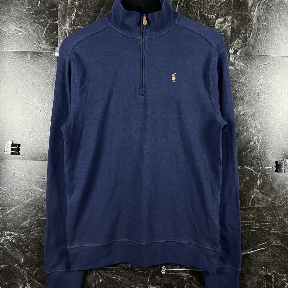 Polo Ralph Lauren Boy's Blue Knit Quarter Sweatshirt XL (Men's Small)
